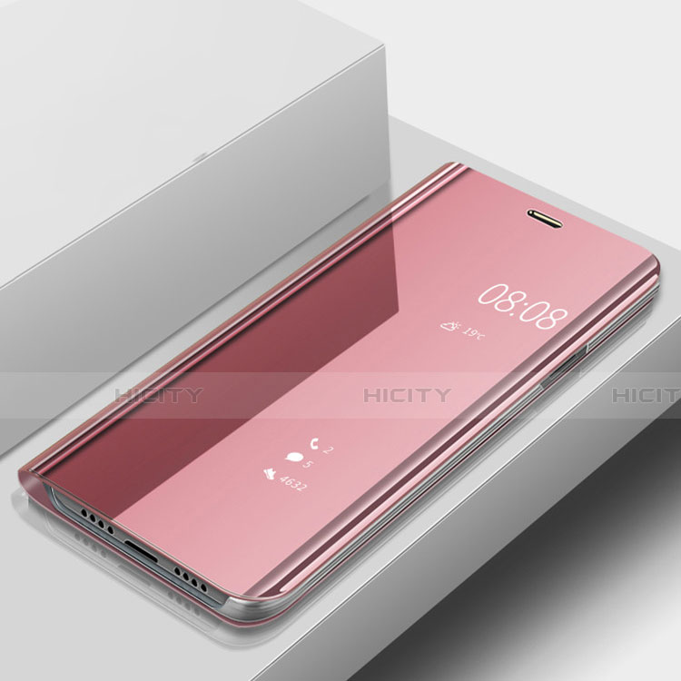 Custodia Portafoglio In Pelle Cover con Supporto Laterale Specchio Cover per Huawei Nova 3e Oro Rosa