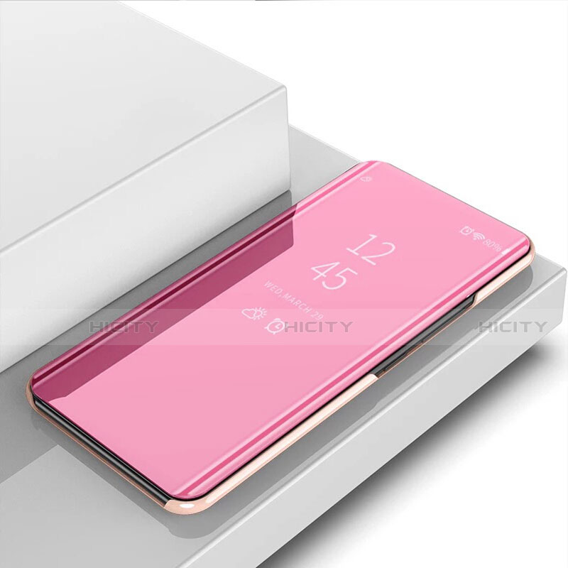 Custodia Portafoglio In Pelle Cover con Supporto Laterale Specchio Cover per Huawei Nova 6 SE Oro Rosa