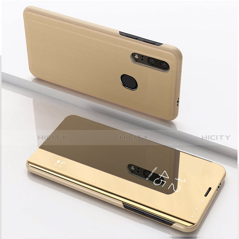 Custodia Portafoglio In Pelle Cover con Supporto Laterale Specchio Cover per Huawei P Smart+ Plus (2019) Oro