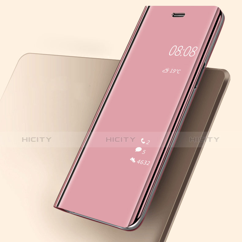 Custodia Portafoglio In Pelle Cover con Supporto Laterale Specchio Cover per Huawei P20 Oro Rosa