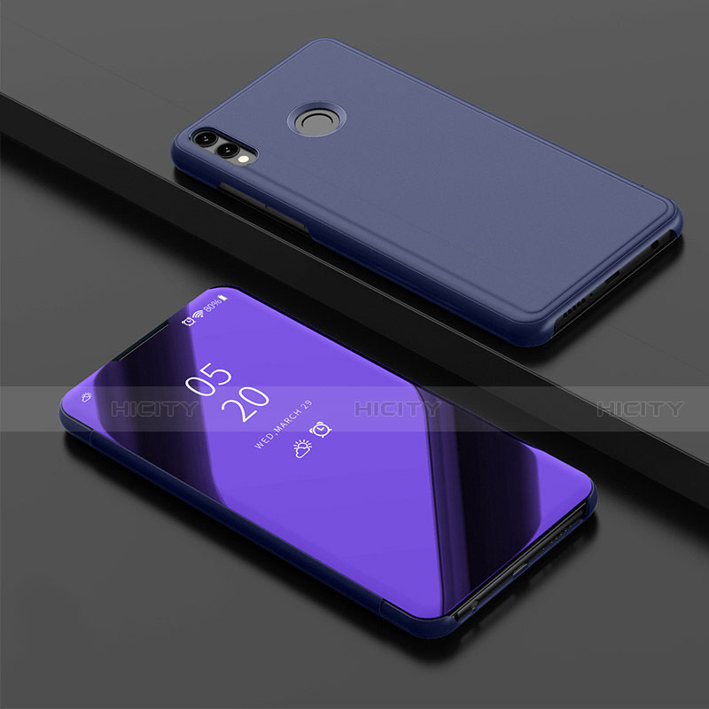 Custodia Portafoglio In Pelle Cover con Supporto Laterale Specchio Cover per Huawei Y9 (2019) Viola