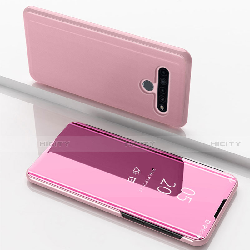 Custodia Portafoglio In Pelle Cover con Supporto Laterale Specchio Cover per LG K61 Oro Rosa