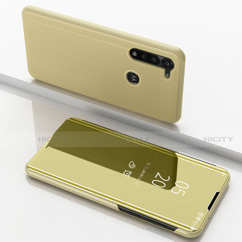 Custodia Portafoglio In Pelle Cover con Supporto Laterale Specchio Cover per Motorola Moto G8 Power Oro