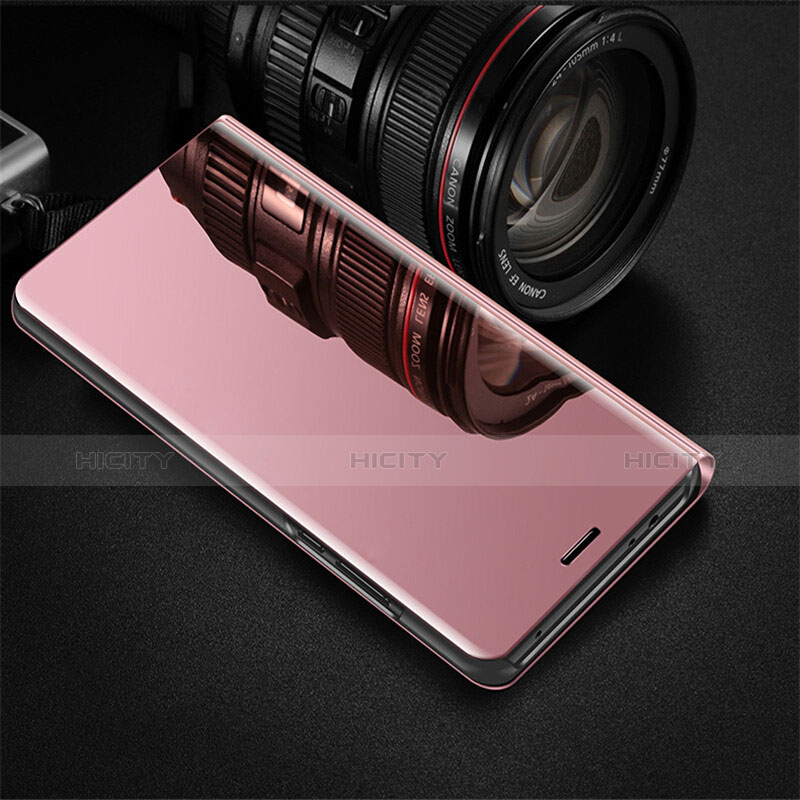 Custodia Portafoglio In Pelle Cover con Supporto Laterale Specchio Cover per Oppo R17 Pro Oro Rosa