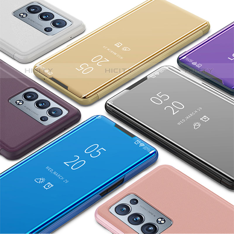 Custodia Portafoglio In Pelle Cover con Supporto Laterale Specchio Cover per Oppo Reno6 Pro 5G