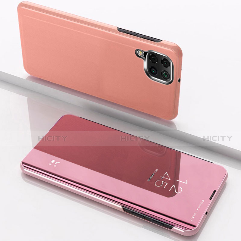 Custodia Portafoglio In Pelle Cover con Supporto Laterale Specchio Cover per Samsung Galaxy A12 Oro Rosa