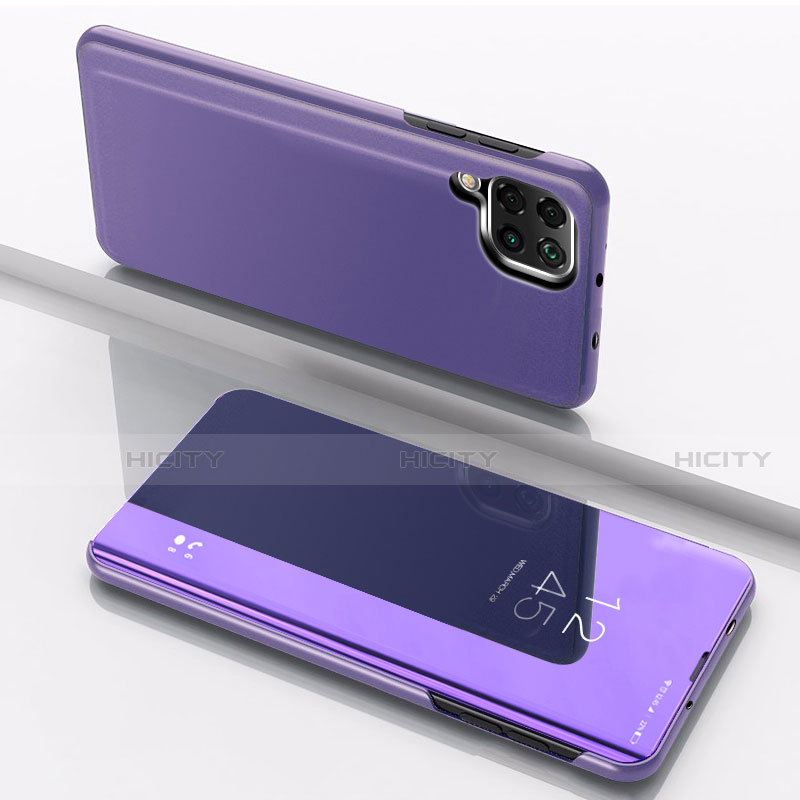 Custodia Portafoglio In Pelle Cover con Supporto Laterale Specchio Cover per Samsung Galaxy A12 Viola