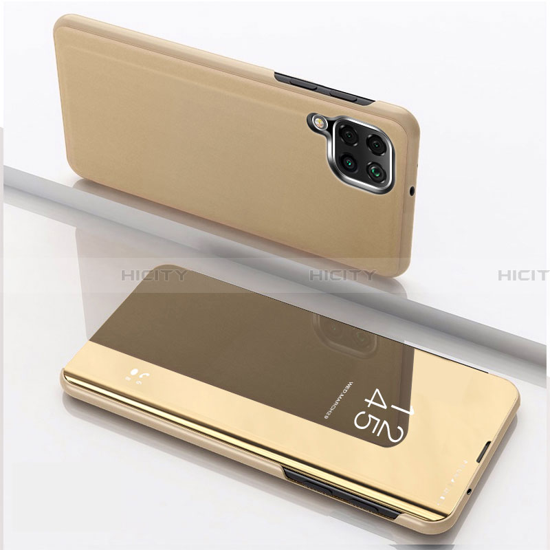 Custodia Portafoglio In Pelle Cover con Supporto Laterale Specchio Cover per Samsung Galaxy A22 4G Oro