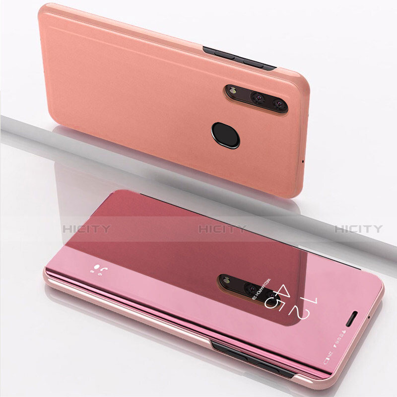 Custodia Portafoglio In Pelle Cover con Supporto Laterale Specchio Cover per Samsung Galaxy A30 Oro Rosa