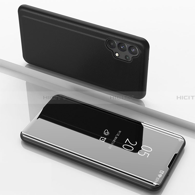 Custodia Portafoglio In Pelle Cover con Supporto Laterale Specchio Cover per Samsung Galaxy A32 4G Nero