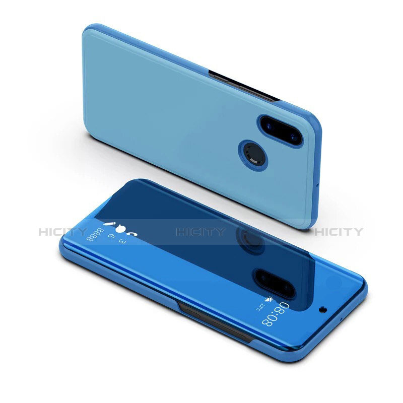 Custodia Portafoglio In Pelle Cover con Supporto Laterale Specchio Cover per Samsung Galaxy A8s SM-G8870 Blu