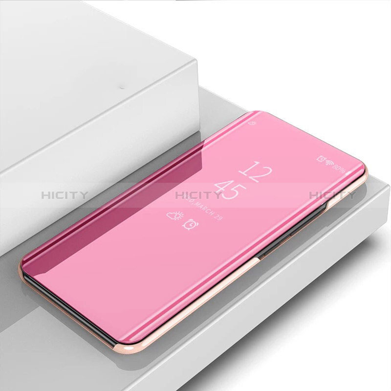 Custodia Portafoglio In Pelle Cover con Supporto Laterale Specchio Cover per Samsung Galaxy A91 Oro Rosa