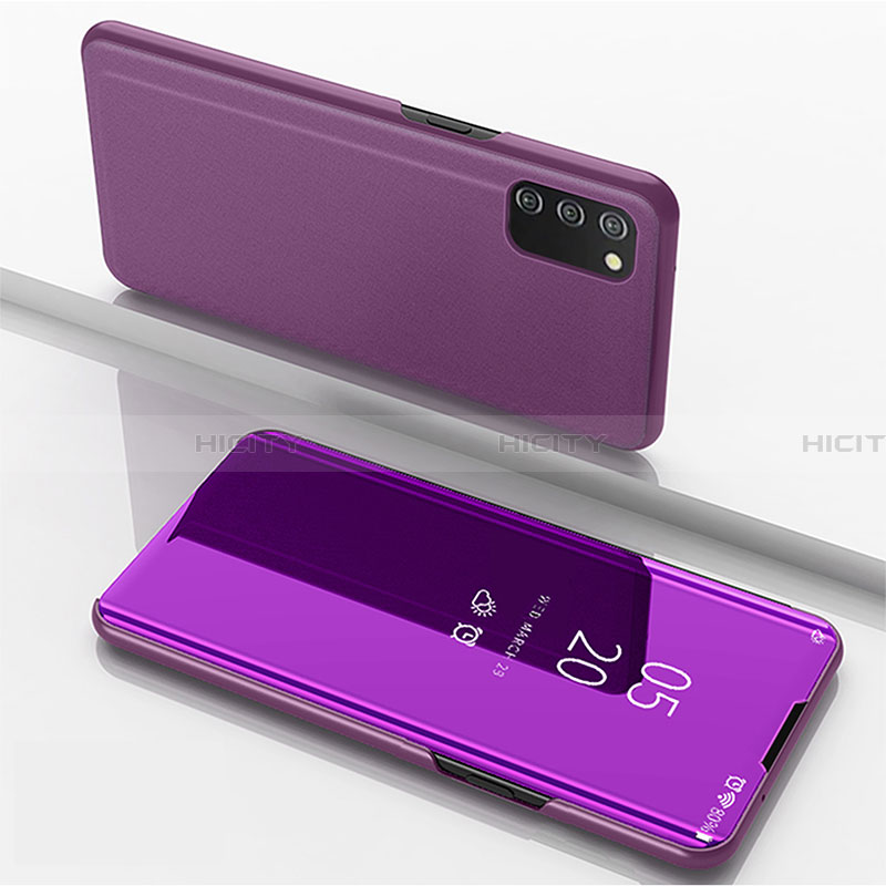 Custodia Portafoglio In Pelle Cover con Supporto Laterale Specchio Cover per Samsung Galaxy F02S SM-E025F Lavanda