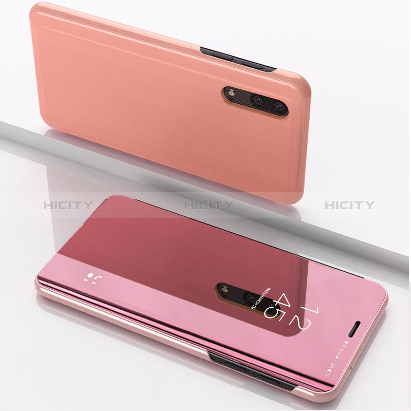 Custodia Portafoglio In Pelle Cover con Supporto Laterale Specchio Cover per Samsung Galaxy M10 Oro Rosa