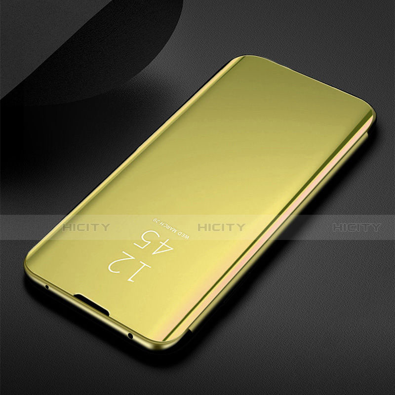 Custodia Portafoglio In Pelle Cover con Supporto Laterale Specchio Cover per Samsung Galaxy M30s Oro