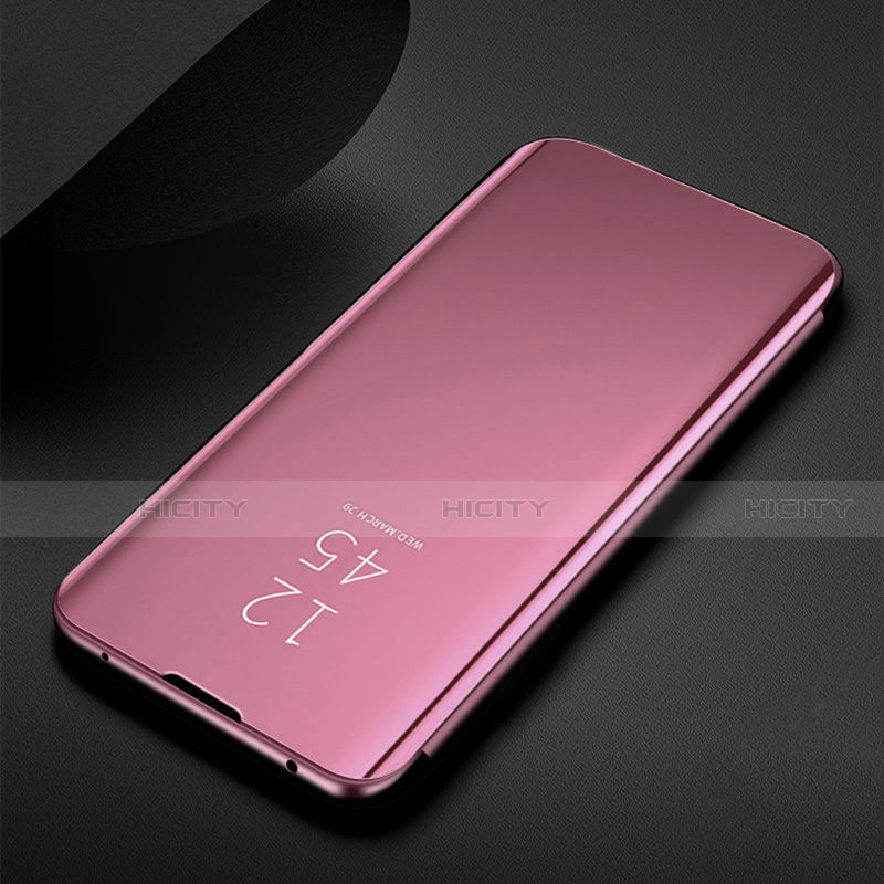 Custodia Portafoglio In Pelle Cover con Supporto Laterale Specchio Cover per Samsung Galaxy M30s Oro Rosa