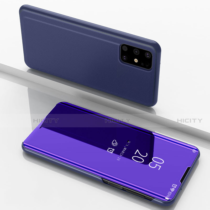 Custodia Portafoglio In Pelle Cover con Supporto Laterale Specchio Cover per Samsung Galaxy M51 Viola