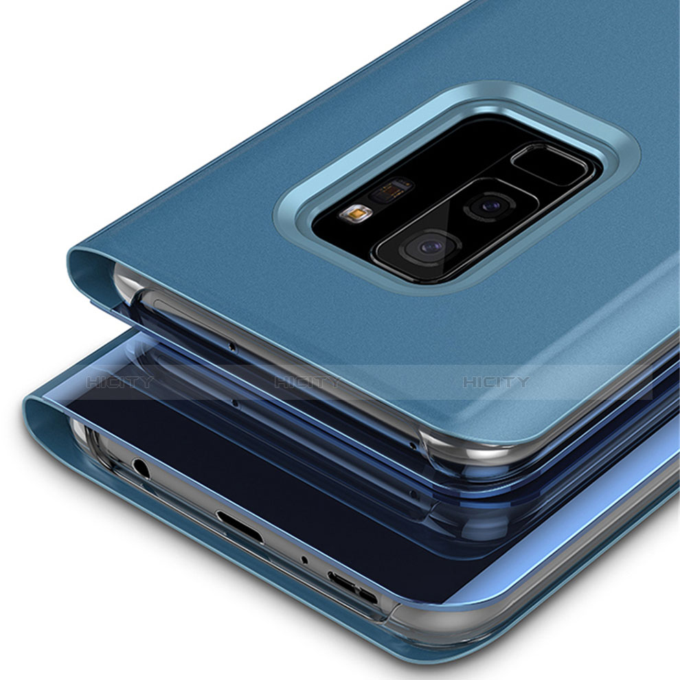 Custodia Portafoglio In Pelle Cover con Supporto Laterale Specchio Cover per Samsung Galaxy S9 Plus