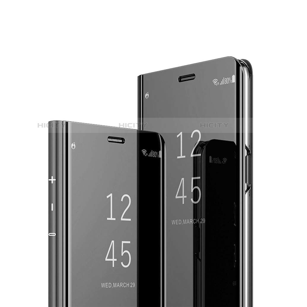 Custodia Portafoglio In Pelle Cover con Supporto Laterale Specchio Cover per Sony Xperia 1 Nero