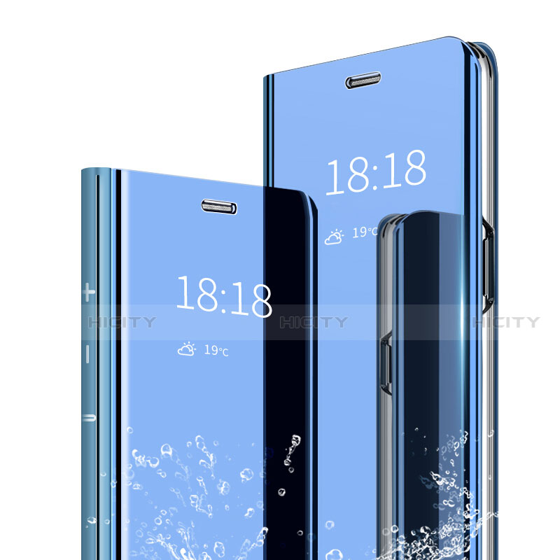 Custodia Portafoglio In Pelle Cover con Supporto Laterale Specchio Cover per Xiaomi Mi 9 Lite Blu