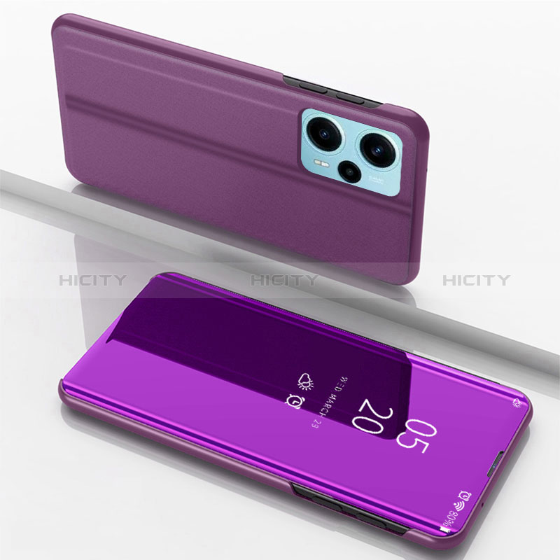 Custodia Portafoglio In Pelle Cover con Supporto Laterale Specchio Cover per Xiaomi Poco F5 5G Viola