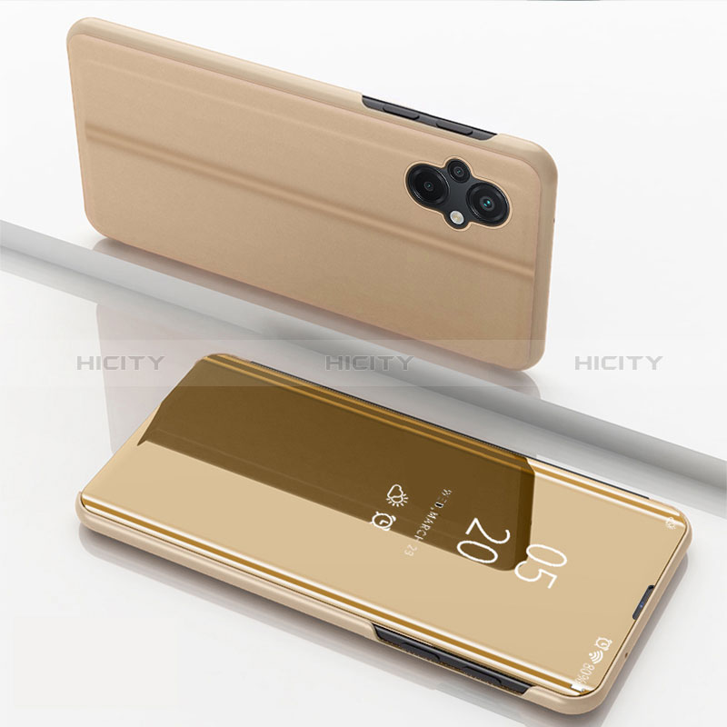 Custodia Portafoglio In Pelle Cover con Supporto Laterale Specchio Cover per Xiaomi Poco M5 4G Oro