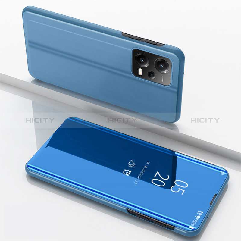 Custodia Portafoglio In Pelle Cover con Supporto Laterale Specchio Cover per Xiaomi Poco X5 5G Blu