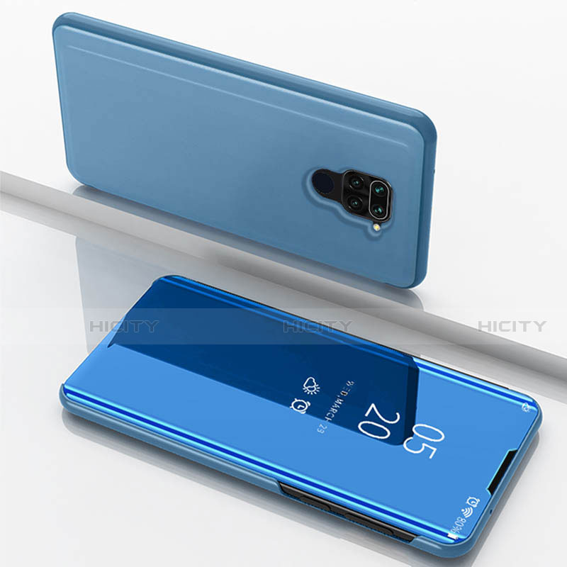 Custodia Portafoglio In Pelle Cover con Supporto Laterale Specchio Cover per Xiaomi Redmi 10X 4G Blu