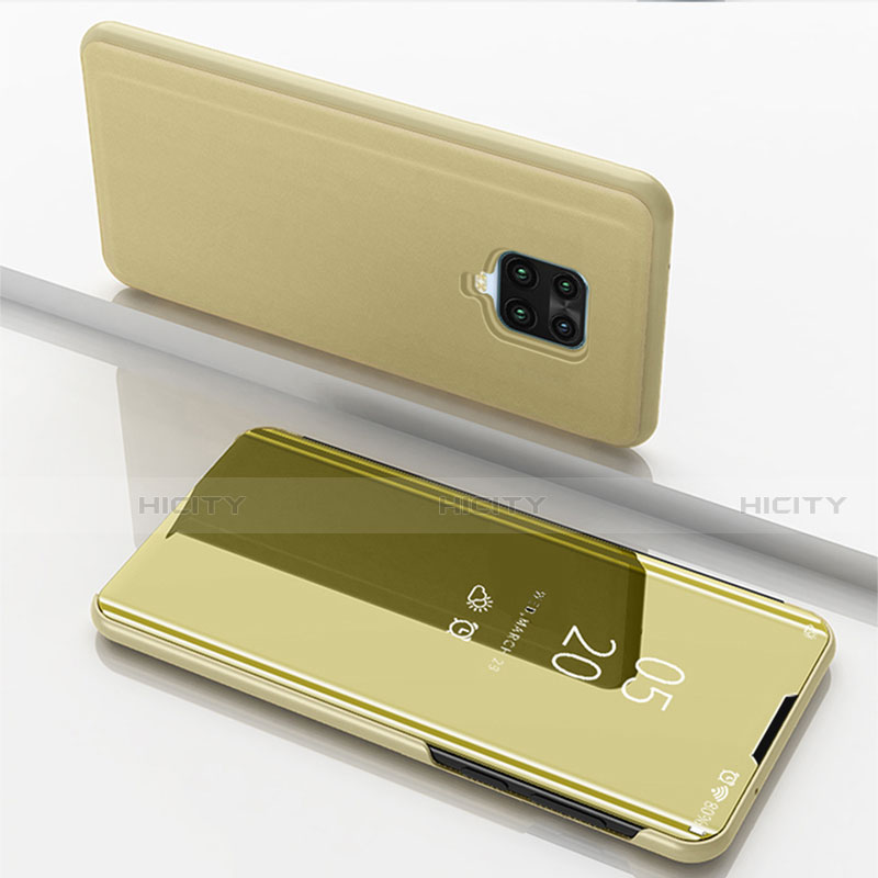 Custodia Portafoglio In Pelle Cover con Supporto Laterale Specchio Cover per Xiaomi Redmi 10X Pro 5G Oro