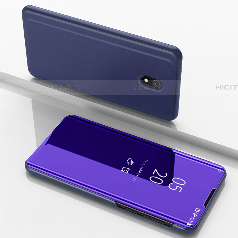 Custodia Portafoglio In Pelle Cover con Supporto Laterale Specchio Cover per Xiaomi Redmi 8A Viola