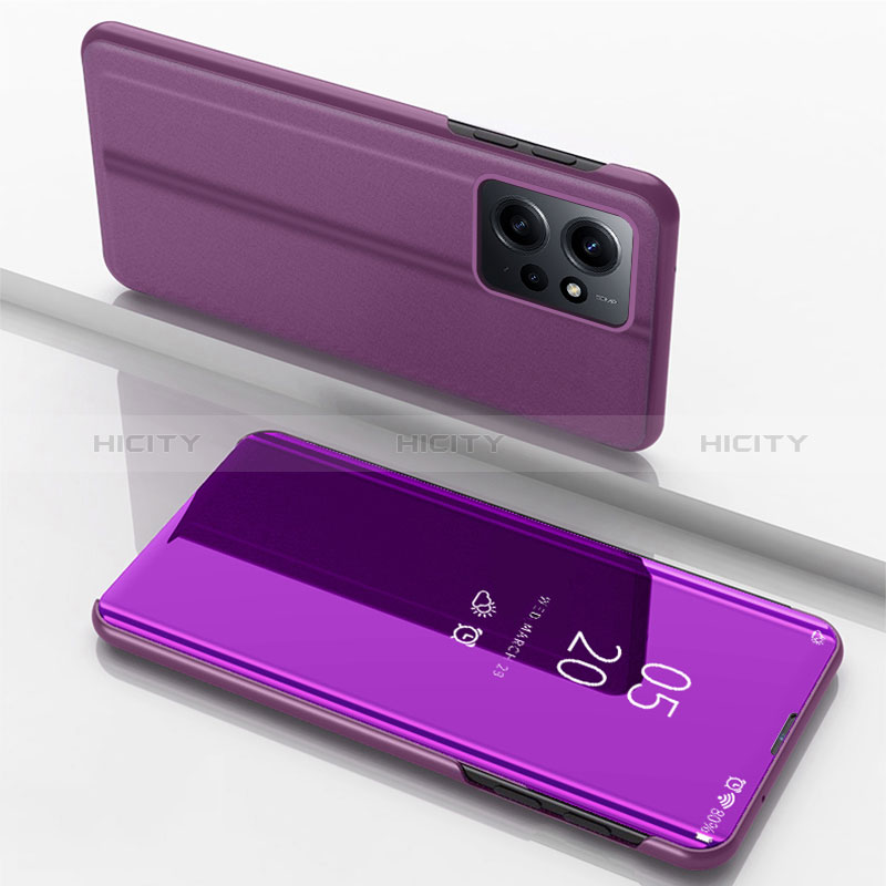 Custodia Portafoglio In Pelle Cover con Supporto Laterale Specchio Cover per Xiaomi Redmi Note 12 4G Viola