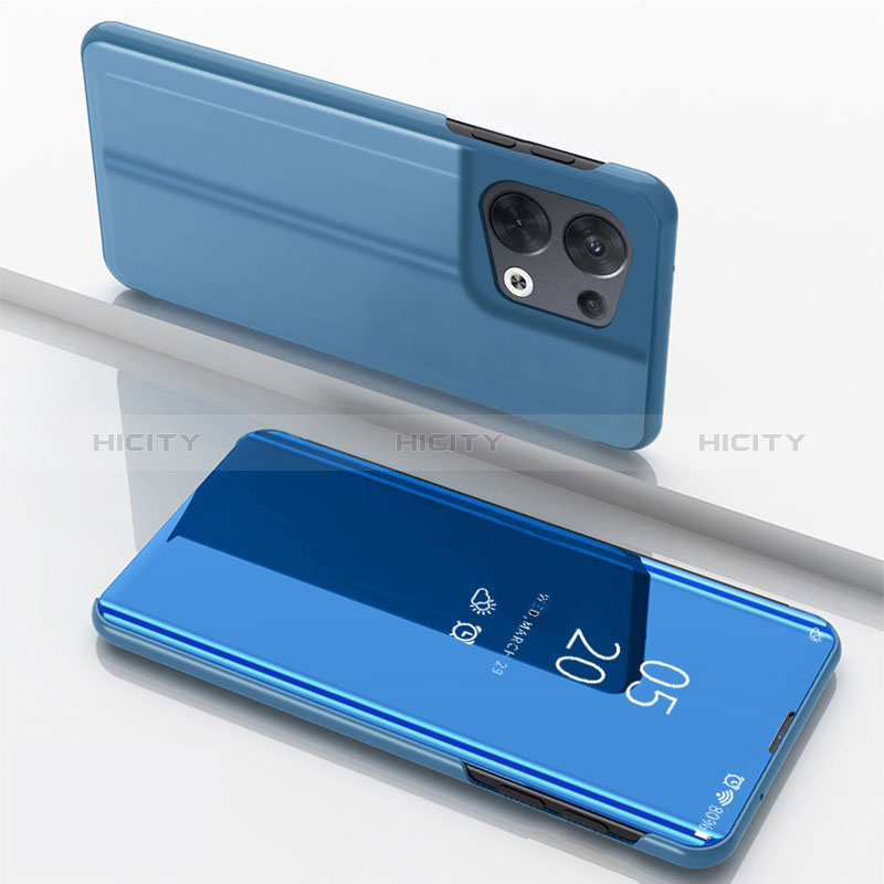 Custodia Portafoglio In Pelle Cover con Supporto Laterale Specchio Cover per Xiaomi Redmi Note 13 Pro 5G Blu