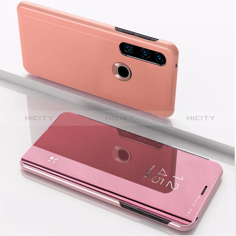 Custodia Portafoglio In Pelle Cover con Supporto Laterale Specchio Cover QH1 per Huawei P40 Lite E Oro Rosa