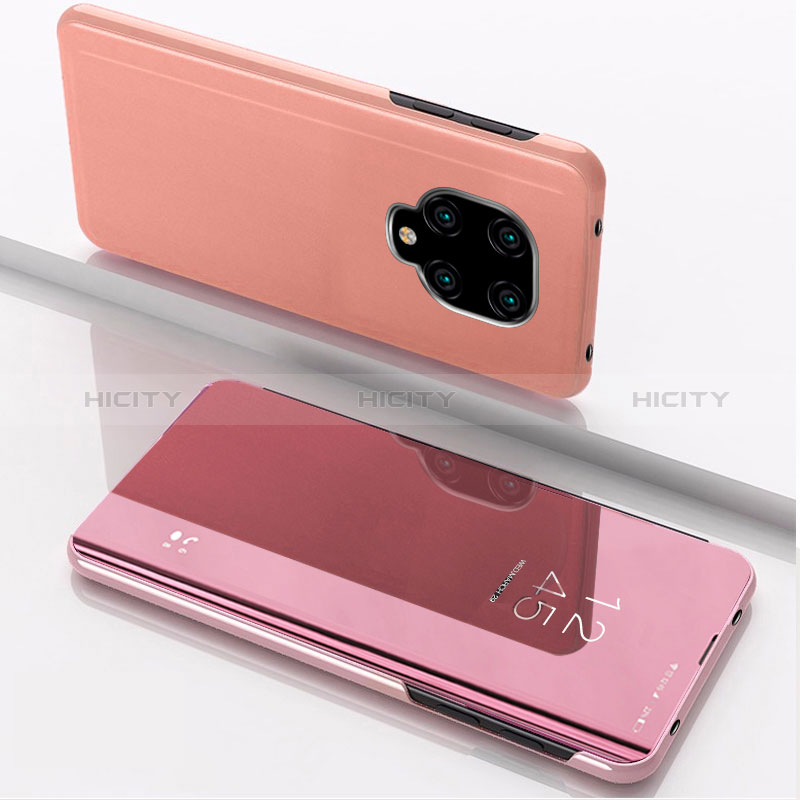 Custodia Portafoglio In Pelle Cover con Supporto Laterale Specchio Cover QH1 per Xiaomi Poco M2 Pro Oro Rosa