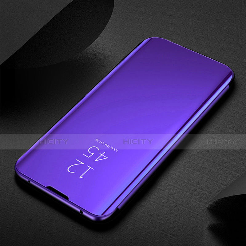 Custodia Portafoglio In Pelle Cover con Supporto Laterale Specchio Cover S01 per Xiaomi Mi Note 10 Viola