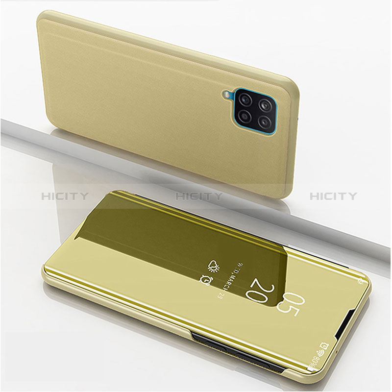 Custodia Portafoglio In Pelle Cover con Supporto Laterale Specchio Cover ZL1 per Samsung Galaxy A12 Nacho Oro