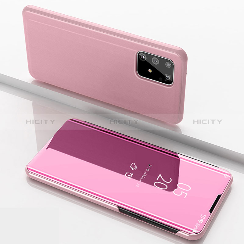 Custodia Portafoglio In Pelle Cover con Supporto Laterale Specchio Cover ZL1 per Samsung Galaxy A91 Oro Rosa