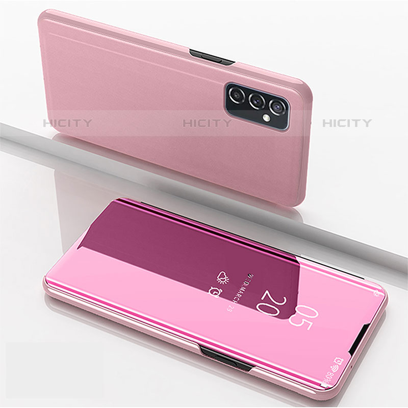 Custodia Portafoglio In Pelle Cover con Supporto Laterale Specchio Cover ZL1 per Samsung Galaxy M52 5G Oro Rosa