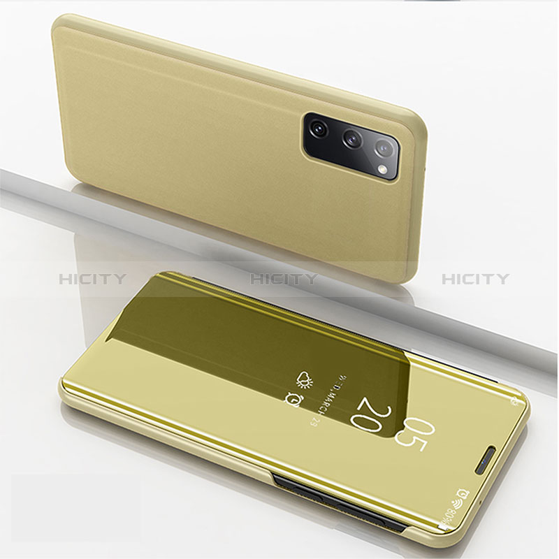 Custodia Portafoglio In Pelle Cover con Supporto Laterale Specchio Cover ZL1 per Samsung Galaxy S20 Oro