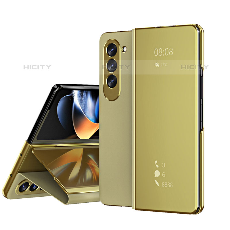 Custodia Portafoglio In Pelle Cover con Supporto Laterale Specchio Cover ZL1 per Samsung Galaxy Z Fold5 5G Oro