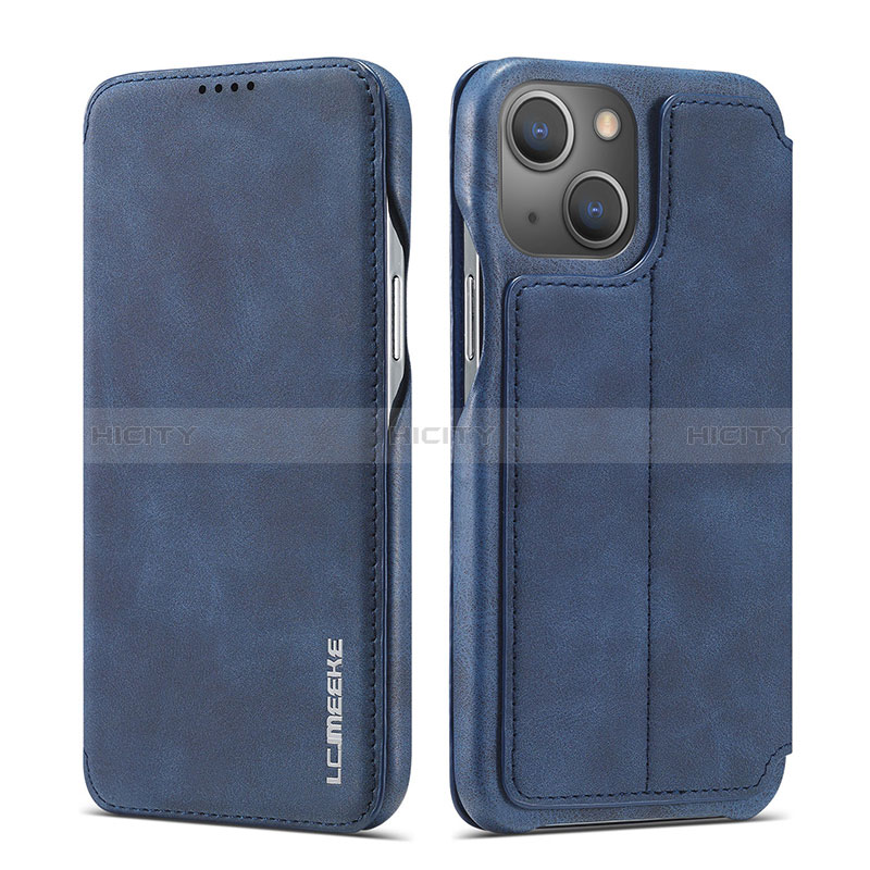 Custodia Portafoglio In Pelle Cover con Supporto LC1 per Apple iPhone 13 Blu