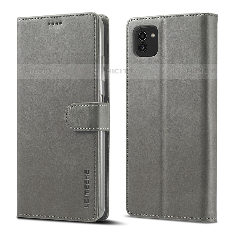 Custodia Portafoglio In Pelle Cover con Supporto LC1 per Samsung Galaxy A03 Grigio