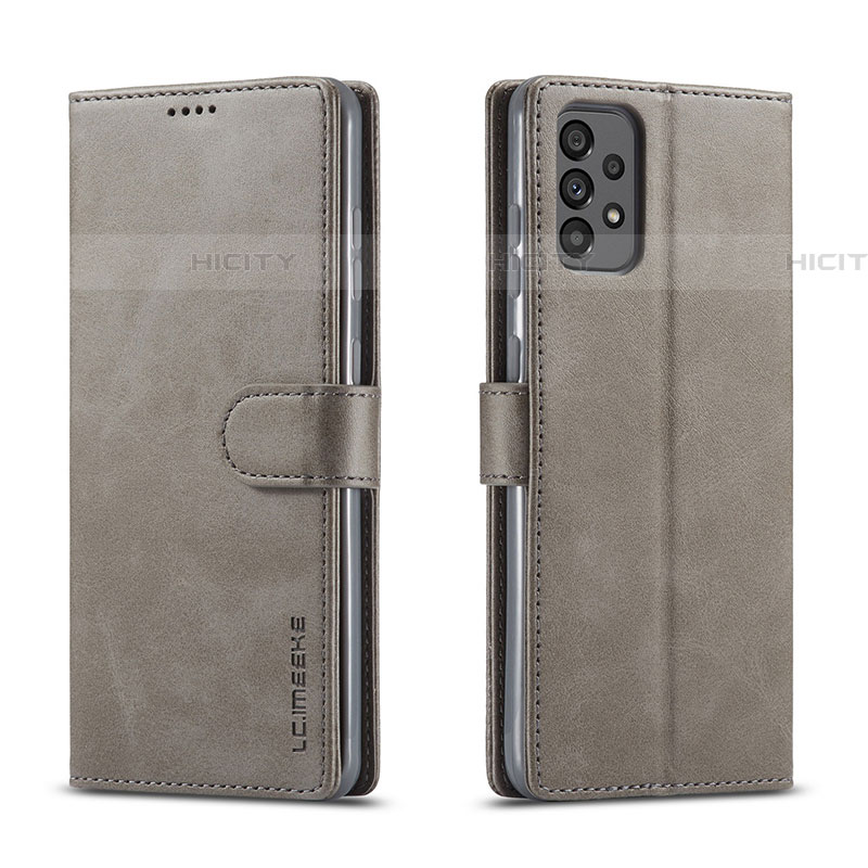 Custodia Portafoglio In Pelle Cover con Supporto LC1 per Samsung Galaxy A73 5G Grigio