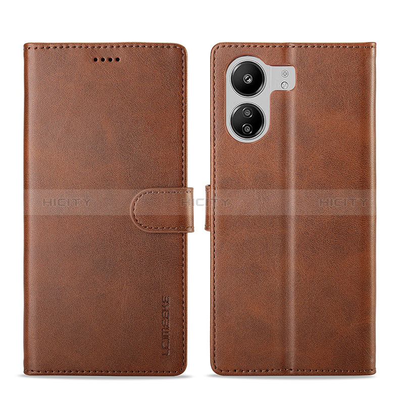 Custodia Portafoglio In Pelle Cover con Supporto LC1 per Xiaomi Poco C65 Marrone