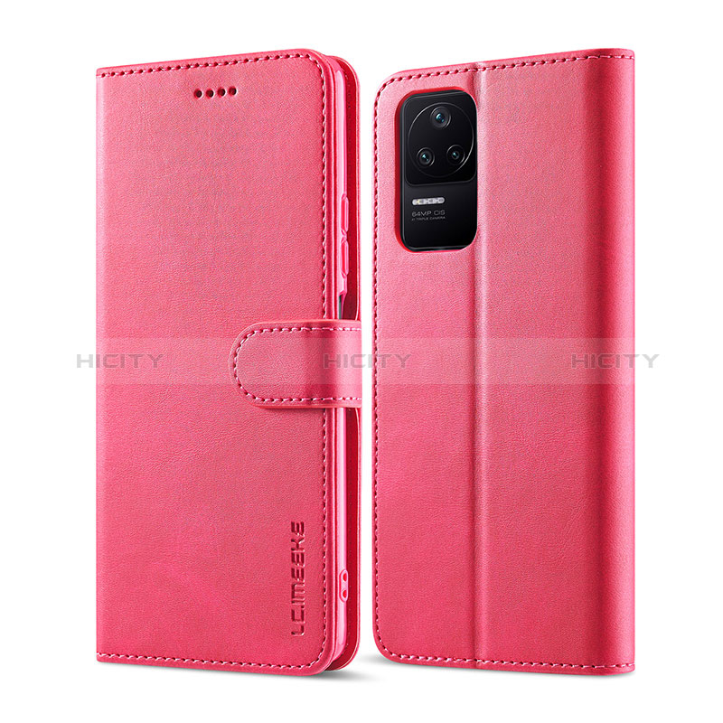 Custodia Portafoglio In Pelle Cover con Supporto LC1 per Xiaomi Redmi K40S 5G Rosa Caldo