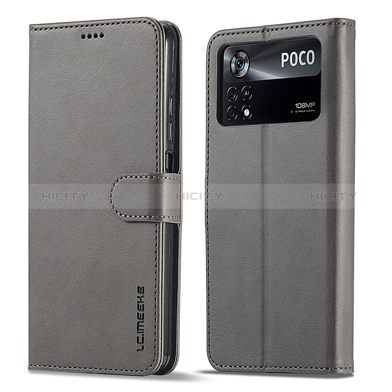 Custodia Portafoglio In Pelle Cover con Supporto LC1 per Xiaomi Redmi Note 11E Pro 5G Grigio