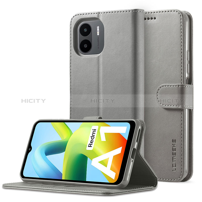 Custodia Portafoglio In Pelle Cover con Supporto LC2 per Xiaomi Poco C51 Grigio