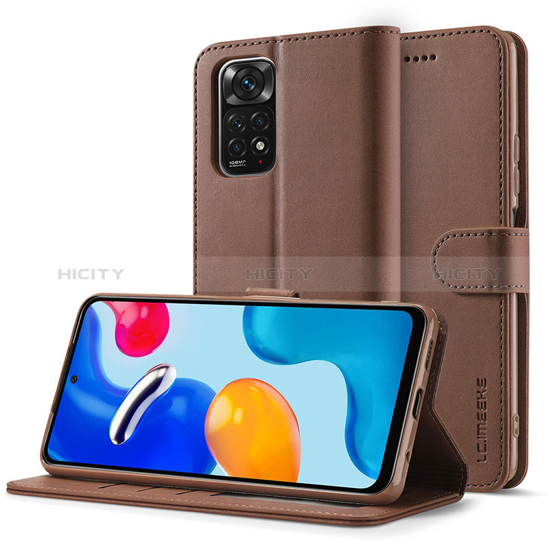 Custodia Portafoglio In Pelle Cover con Supporto LC2 per Xiaomi Redmi Note 11 Pro 4G Marrone