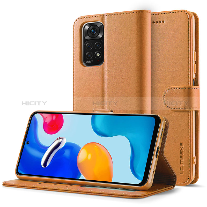 Custodia Portafoglio In Pelle Cover con Supporto LC2 per Xiaomi Redmi Note 11 Pro 5G Marrone Chiaro