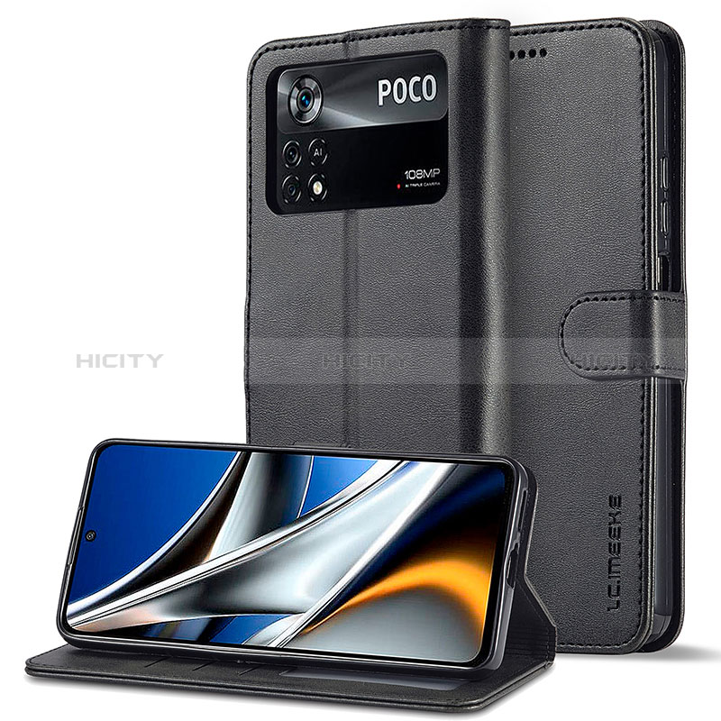 Custodia Portafoglio In Pelle Cover con Supporto LC2 per Xiaomi Redmi Note 11E Pro 5G Nero